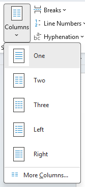Page orientation options in Word